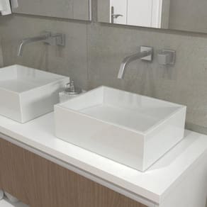 Cuba Para Banheiro sem Apoio Para Torneira Fundo Oculto Quartzo Newstone Venturi Branco