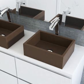 Cuba Para Banheiro sem Apoio Para Torneira Rubi Newstone Venturi Marrom Fosco