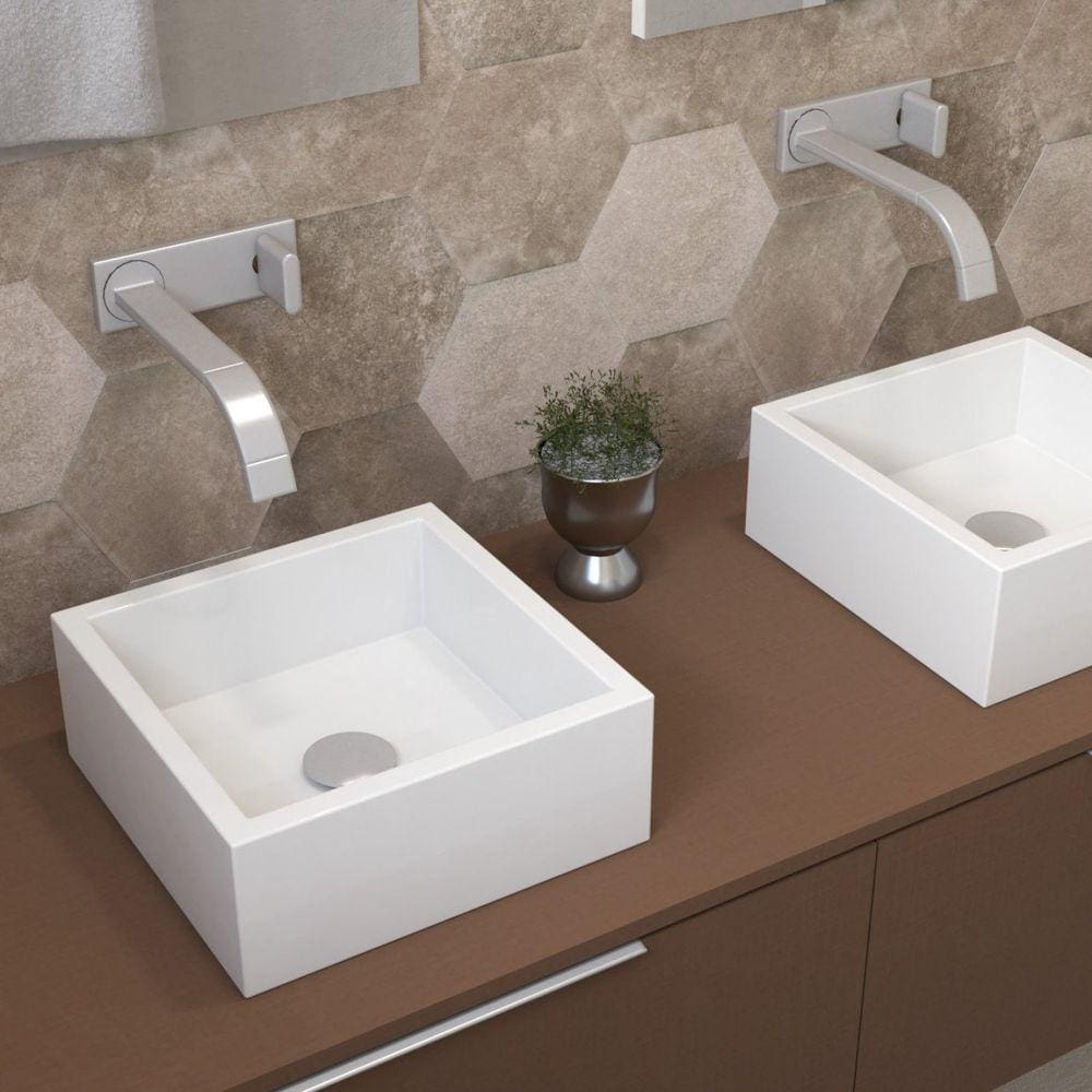 Cuba Para Banheiro sem Apoio Para Torneira Perola Newstone Venturi Branco