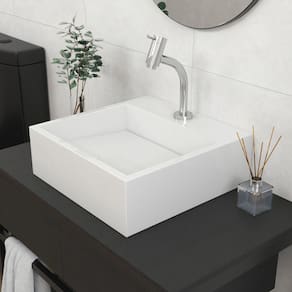 Cuba Para Banheiro com Apoio Para Torneira Fundo Oculto Jade Newstone Venturi Branco