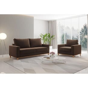 Kit Sofá Living 2 Lugares 181,5cm e Poltrona Alpino Bombom