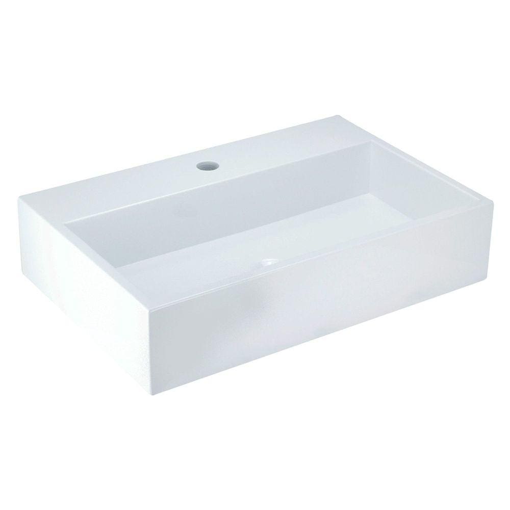 Cuba Para Banheiro com Apoio Para Torneira Esmeralda Newstone Venturi Branco