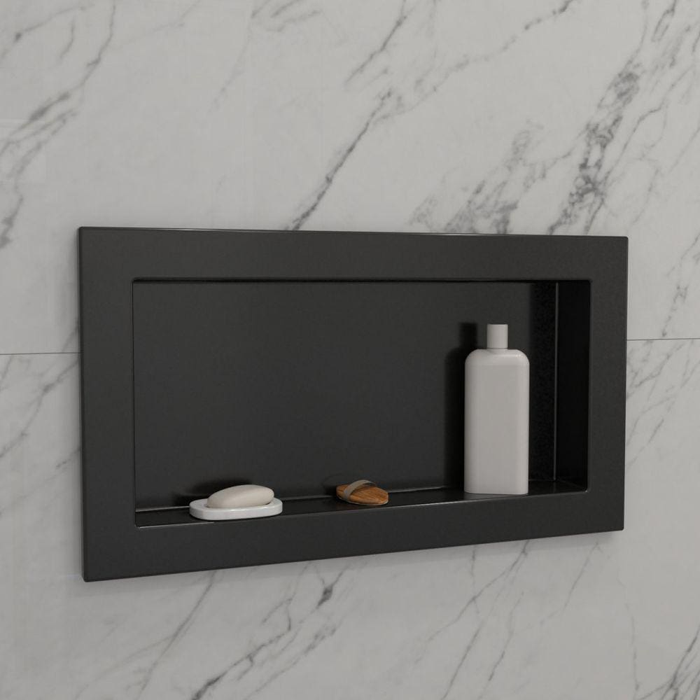 Nicho para Banheiro 67cm Venturi Preto Fosco