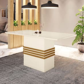 Mesa de Jantar com Tampo em MDF 160cm com Vidro Melinda Casa 812