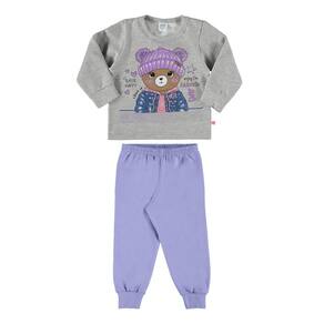 Conjunto Moletom Bebê Marlan Ursinha Mescla/Lilás 20600