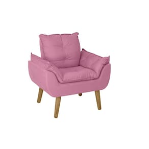 Poltrona Decorativa Opala Rosê com fibra de silicone e pés quadrado SMF DECOR