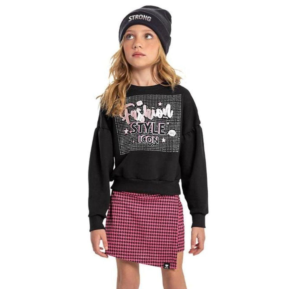 Conjunto Blusão em Moletom e Short-Saia Quimby 29538