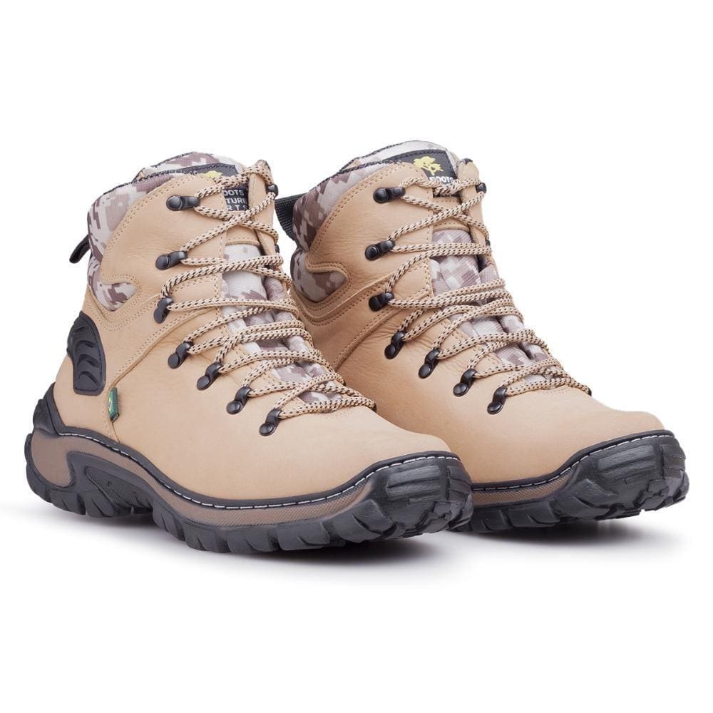 Bota Masculina Couro Tratorada Cadarço Cano Médio Aventura