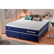 Conjunto Cama Box King Size Lagras 193x203x66 Azul c/ Molas Ensacadas
