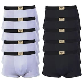 Kit 10 Cuecas Boxer Di Nuevo  Algodão Premium 5 Brancas e 5 Pretas