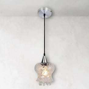 Lustre Pendente Taschibra Cristal Aisha Boreal E27 Transparente Bivolt Prata