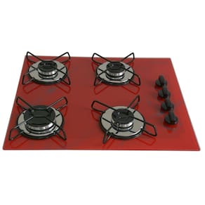 Fogão Cooktop Classic 5 Bocas Ultra Chama Marmorizado Vermelho