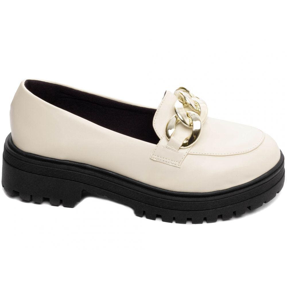 Mocassim Feminino Tratorado Off White Branco Torricella