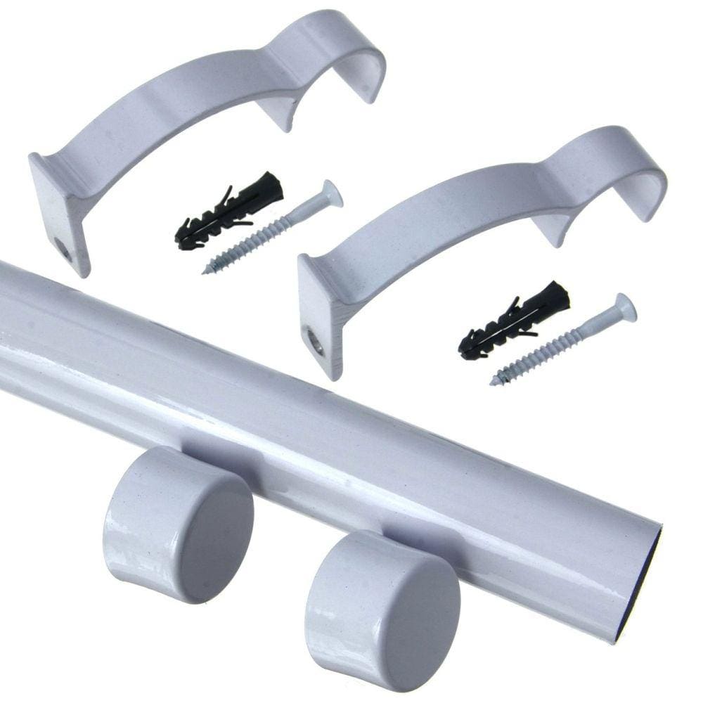 Kit Varão de Cortina Valencia 19mm 2,00m Tampa Couselo Branco