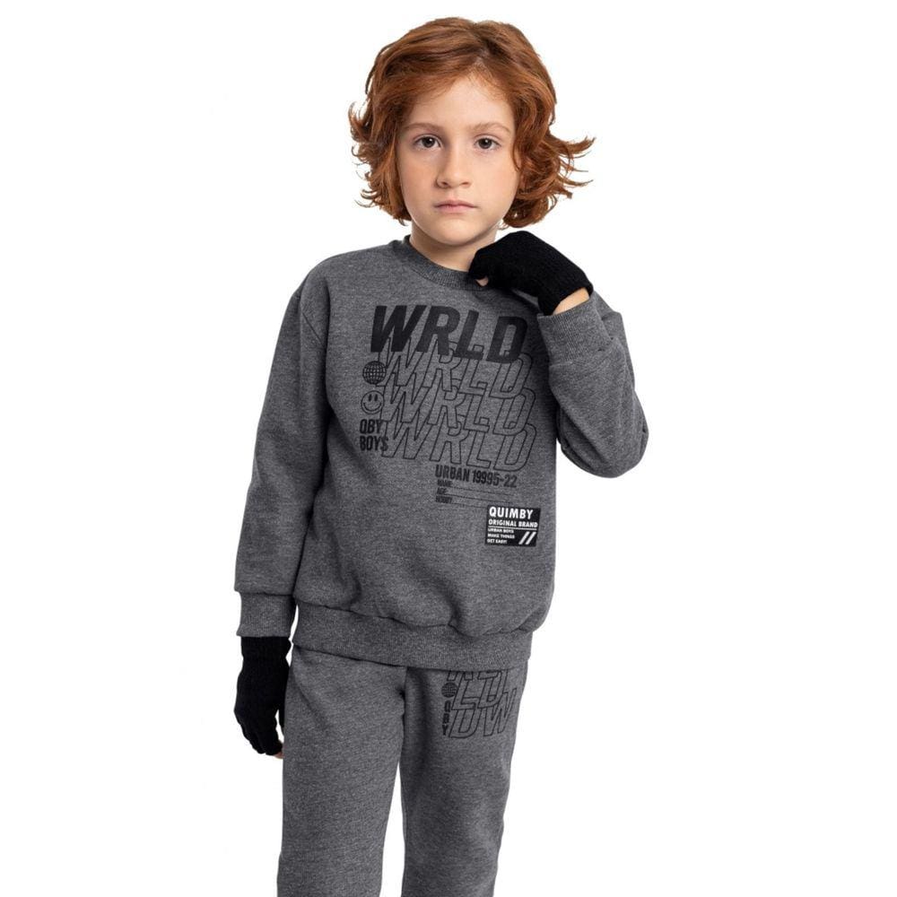 Conjunto Blusão e Calça em Moletom Infantil Menino Quimby 29598