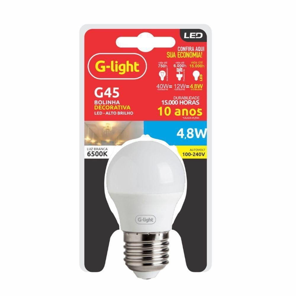 Lâmpada Led Ence G45 Leitoso 4,8w 180 E27 Autovolt 6500k - Luz Branca