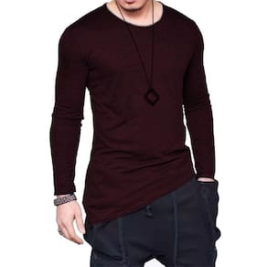 Camiseta Longline Oversized Corte Lateral Manga Longa