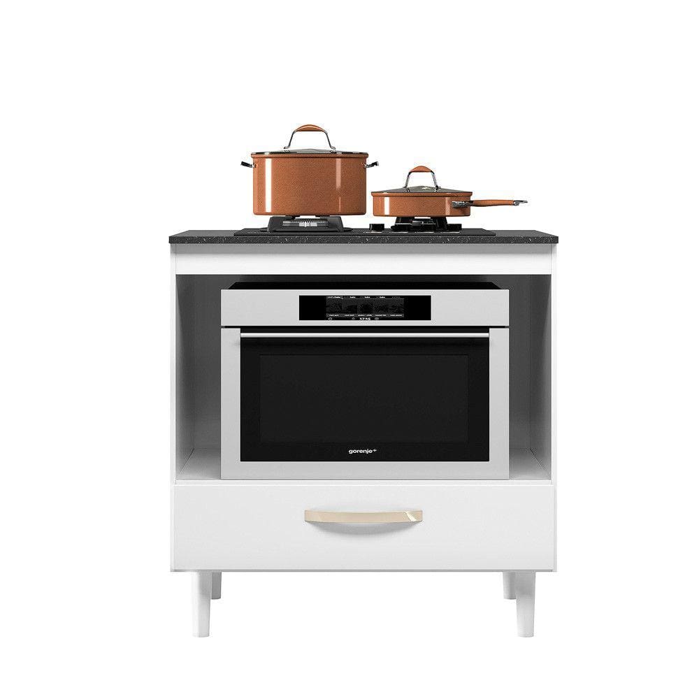 Balcao Cooktop e Forno Com 1 Gaveta Branco Nicioli