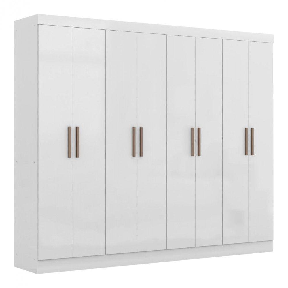 Guarda Roupa Casal Paris 8 Portas MDP Branco Brilho Maxel