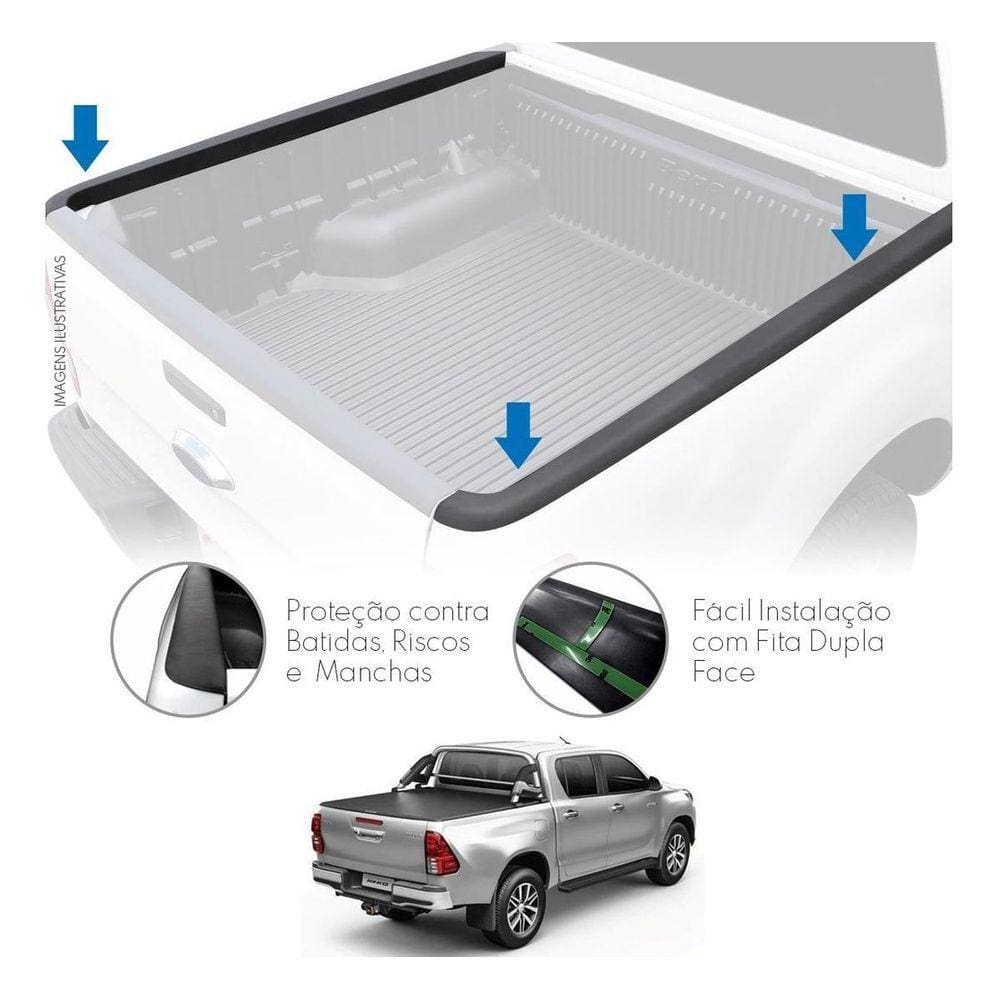Protetor Borda Lateral Toyota Hilux 2016 Em Diante Cab Dupla Preto Especifico