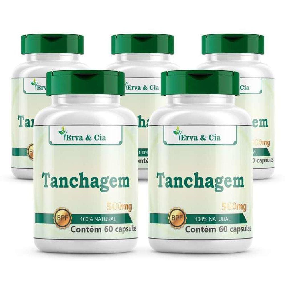 Tanchagem Pura Natural 300 Cápsulas 500Mg Kit 5 Frascos