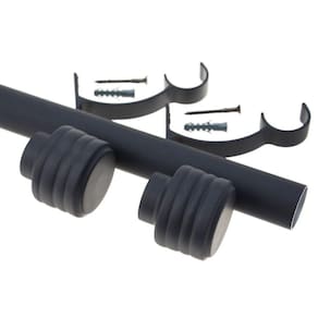 Kit Varão de Cortina Madrid 19mm 3 Metros Glacial Repuxada Couselo Preto