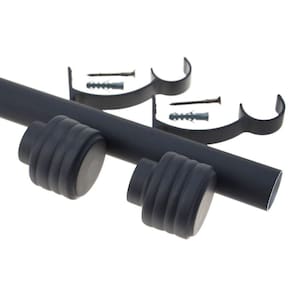 Kit Varão de Cortina Madrid 19mm 2 Metros Glacial Repuxada Couselo Preto