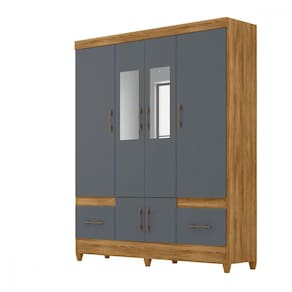Guarda Roupa Casal MS912 6 Portas com Espelho Freijo Cinza Moval
