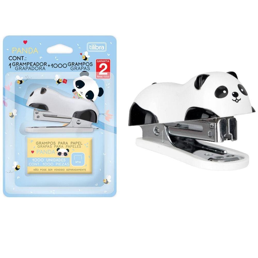 Grampeador Mini Panda + Grampos N°10 - Tilibra