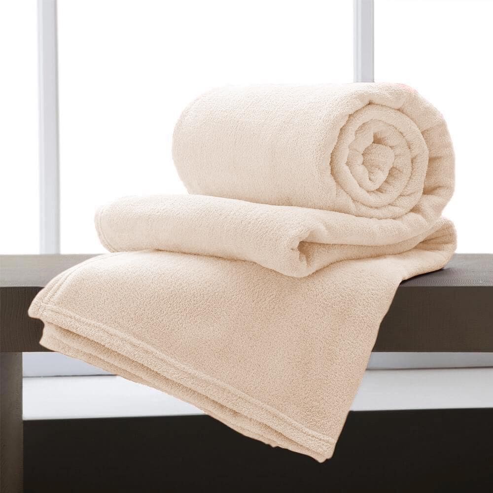 Manta De Microfibra Casal Andreza Creme 1,80M X 2,20M