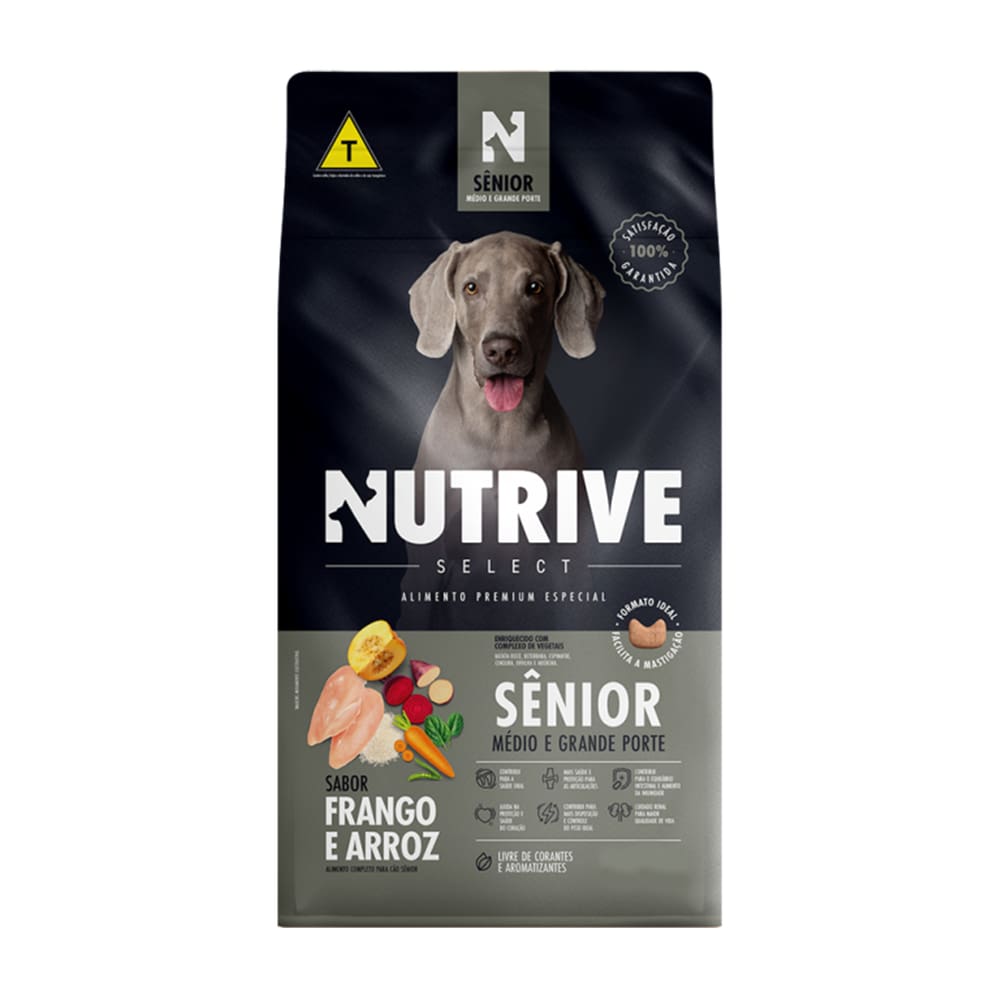 Ração Cães Nutrive Select Senior Médio e Grande Frango e Arroz 15kg