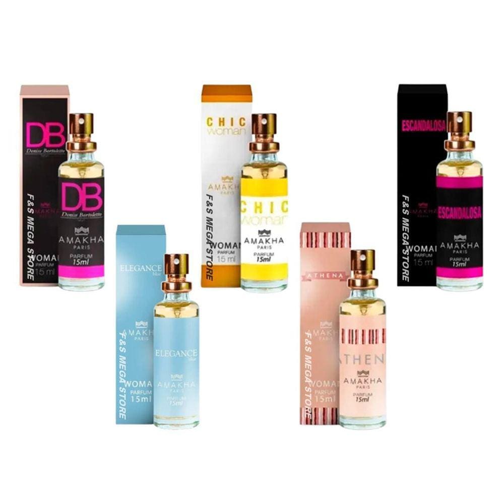 Kit 5 Perfumes Feminino Amakha Paris Db Elegance Chic Athena