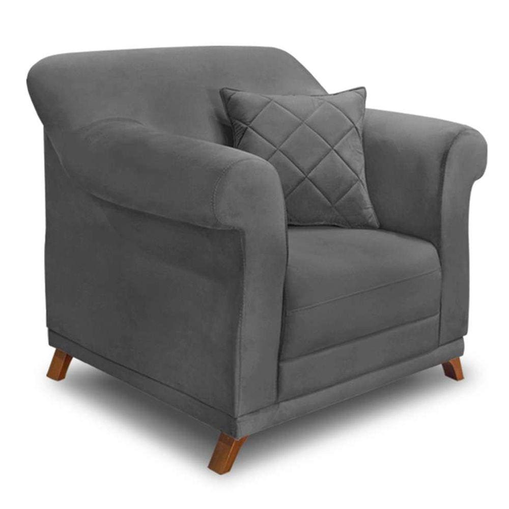 poltrona abruzzo suede cinza