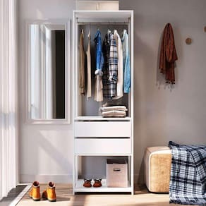 estante belga 2 gv com cabideiro branca 60 cm