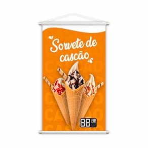 Banner Sorvete de Cascão Sorveteria Preço Lona 60x40cm