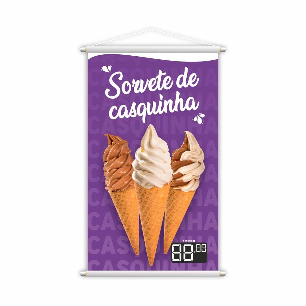 Banner Sorvete de Casquinha Sorveteria Preço 80x50cm