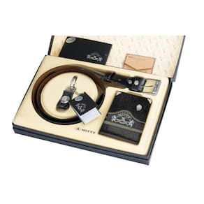 Kit Carteira Cinto Chaveiro Couro Mitty M1Schs4 M1S S4