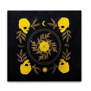 Toalha De Tarô para Leitura Brilho Preto/Dourado 70CM
