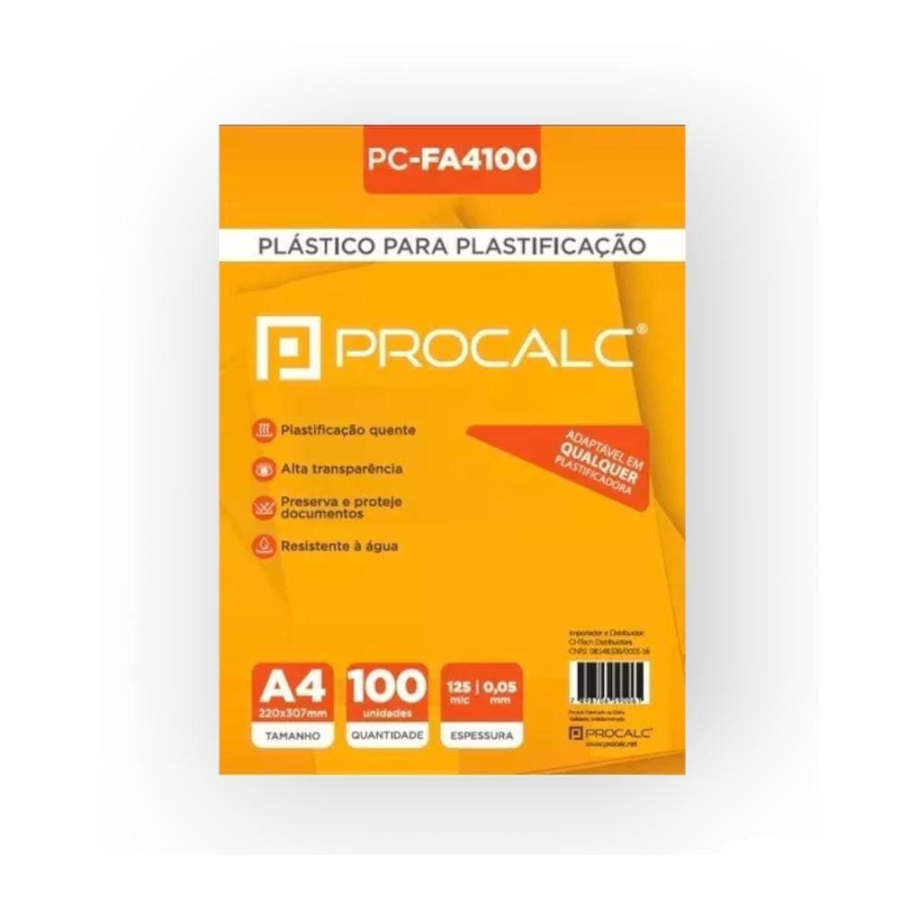 Plastico Plastificacao Polaseal 0.05 A4 100Un - Procalc