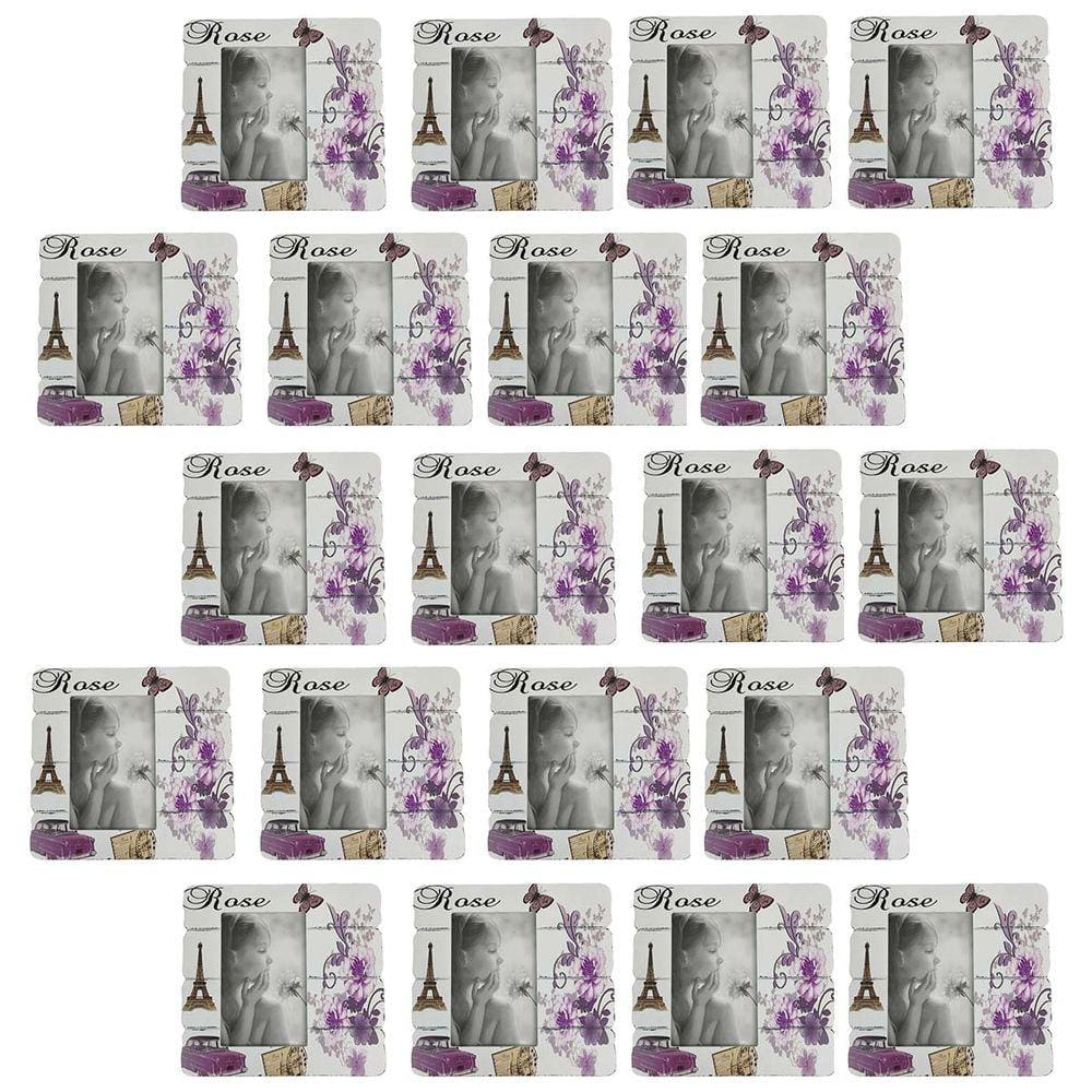 Porta Retrato 10x15 Moldura Paris Kit 20 Unidades Flores Lembrança Foto Viagem Estante Mesa Prateleira Recordaçao