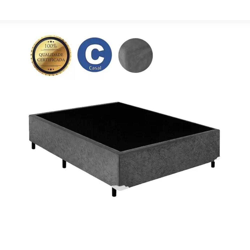 Base Box Lobbox Casal Bau 1,38 X 1,88 X 0,39 Suede Cinza Amassado
