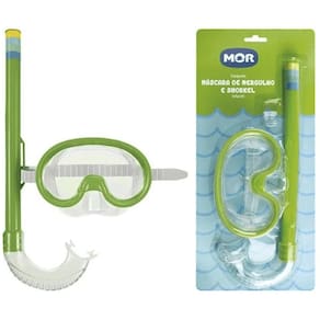 Máscara de Mergulho Infantil e Snorkel Verde Mor 1884