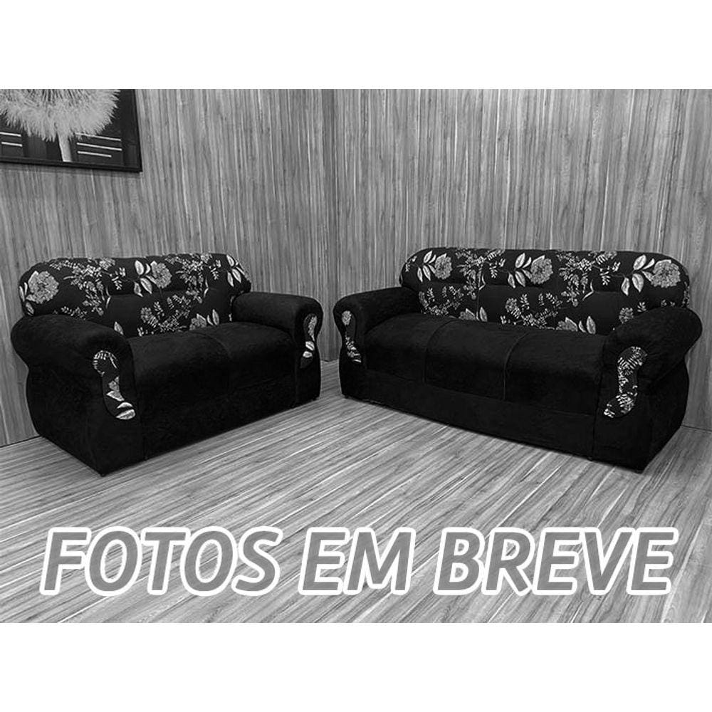Sofá 2 e 3 Lugares Marrom com Floral 603/42 Viena