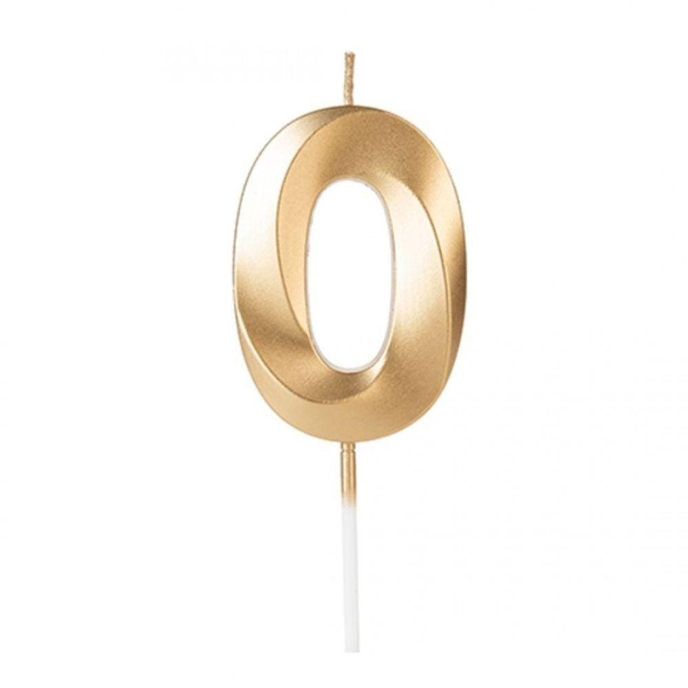 Vela Design Dourada Número 0 Silverfestas