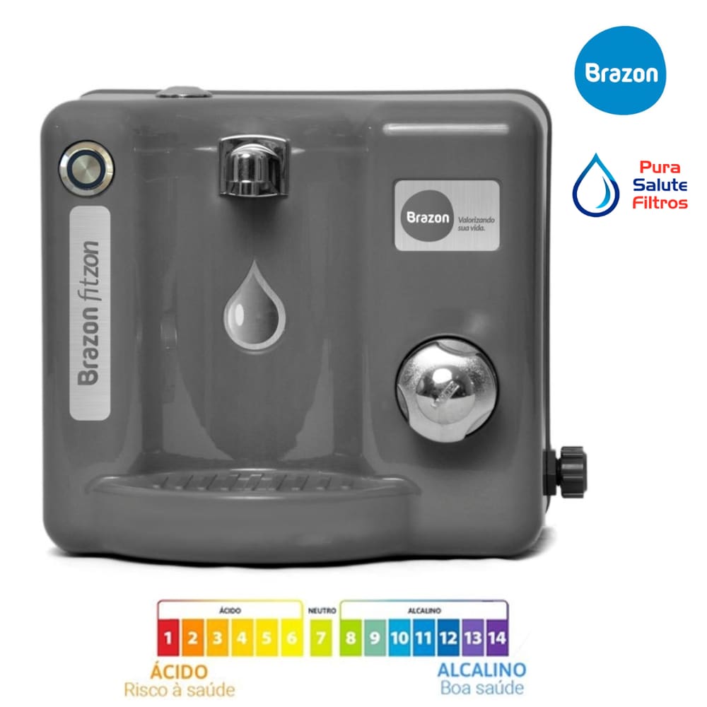 Purificador Água Natural Alcalina Ionizada c/ Ozônio Fitzon Cinza 220v - Brazon