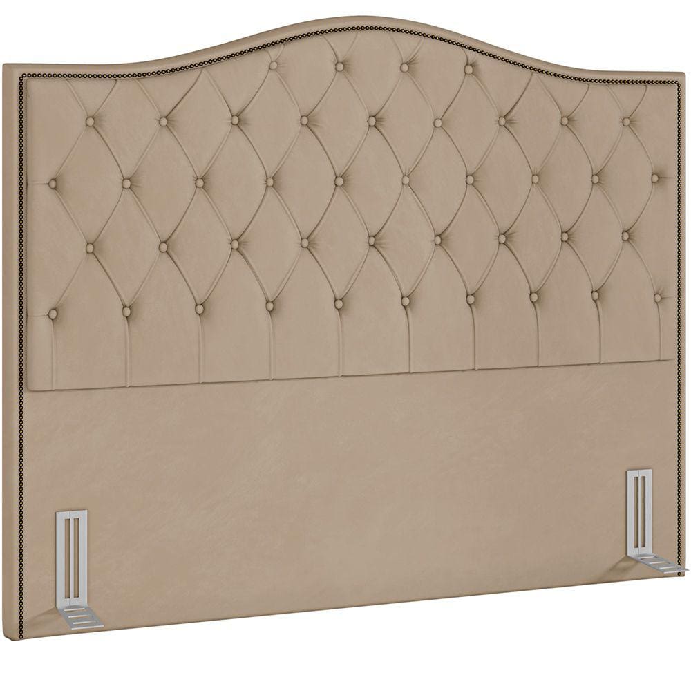Cabeceira Cama Box Casal 140 cm P05 Grécia Veludo Bege - Lyam Decor