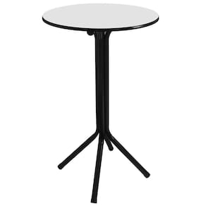 Mesa Bistrô Alto Preto com Tampo Redondo Branco