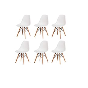 Kit Com 6 Cadeiras Charles Eames Wood Dsw Branca - Base Mad