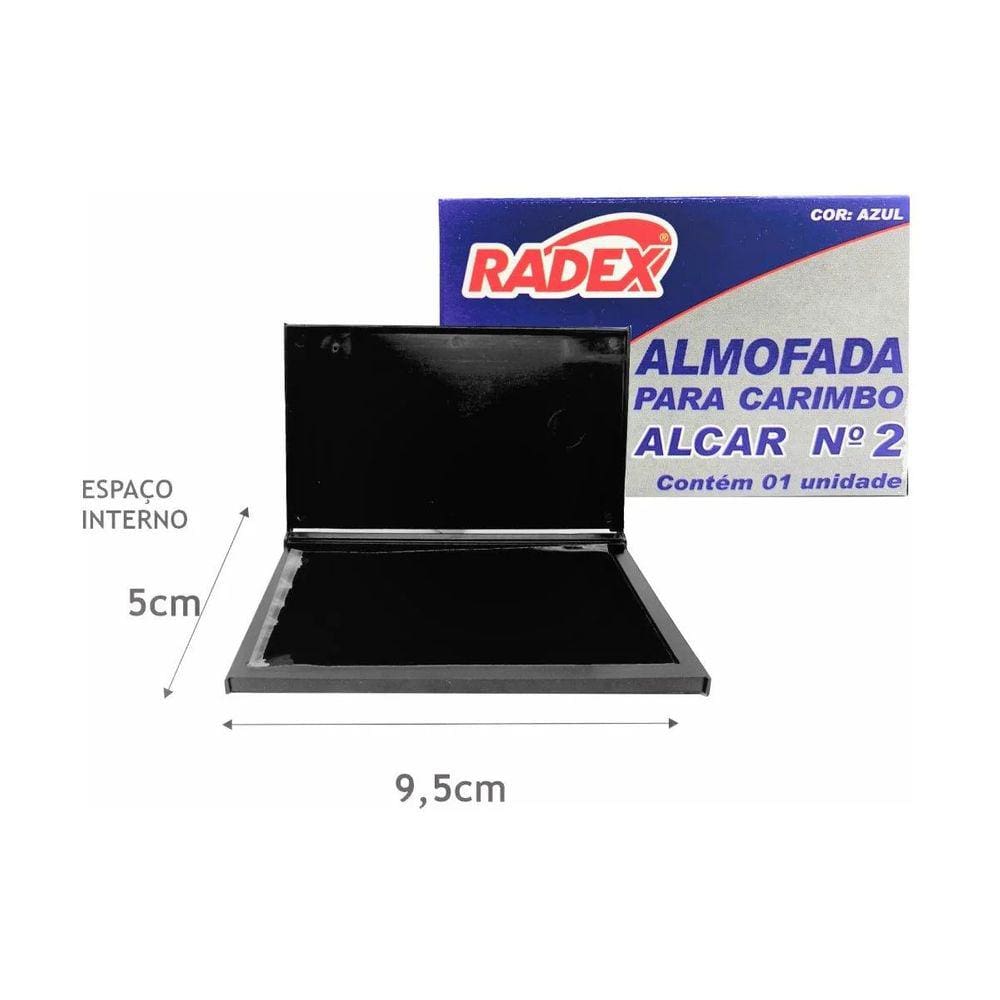 Almofada P/Carimbo N.2 Preta e Azul R.4 - RADEX | Carimbeira | Pequena | Recarregável