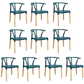 Conjunto 10 Cadeiras Polipropileno Wishbone Yescasa Verde Escuro